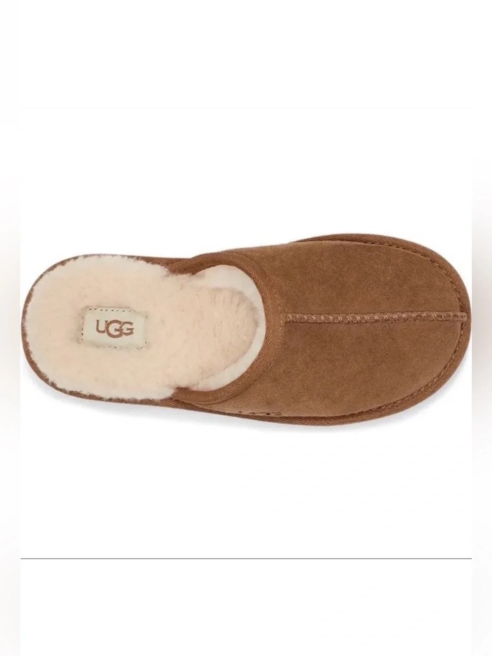 UGG Keegan Chestnut Suede Shearling Slide Slippers Kids Size 1 Cozy Comfort